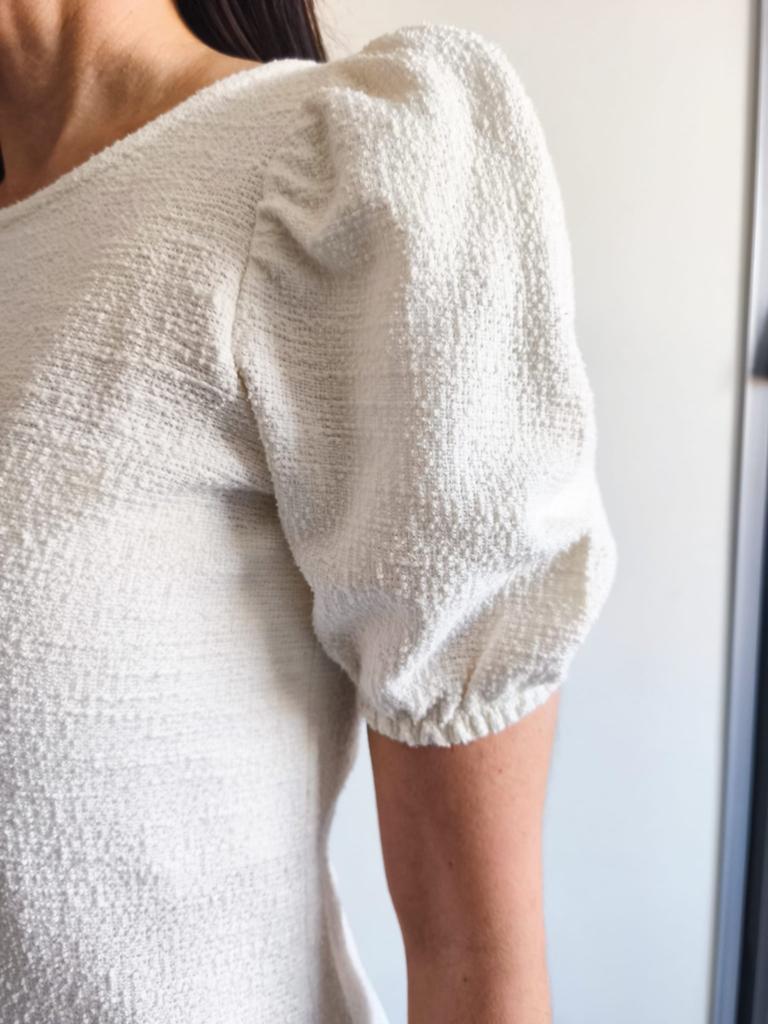 Tweed mini jurk Zara bouclé gebroken wit pofmouwen XS/S, Kleding | Dames, Verzenden, Maat 34 (XS) of kleiner, Gedragen, Boven de knie