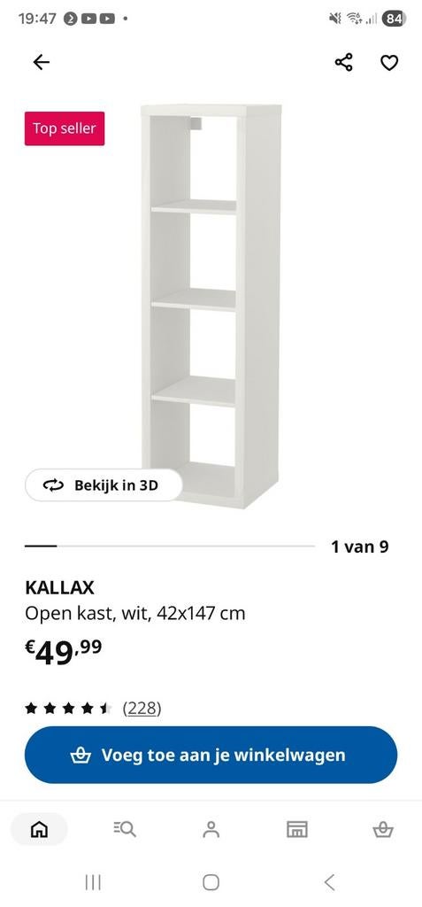 Kallax 4vaks wit met inzets, Ophalen of Verzenden