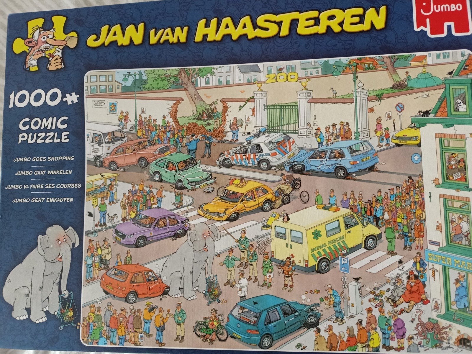 JAN VAN HAASTEREN PUZZEL JUMBO GAAT WINKELEN, Ophalen of Verzenden, 500 t/m 1500 stukjes, Zo goed als nieuw