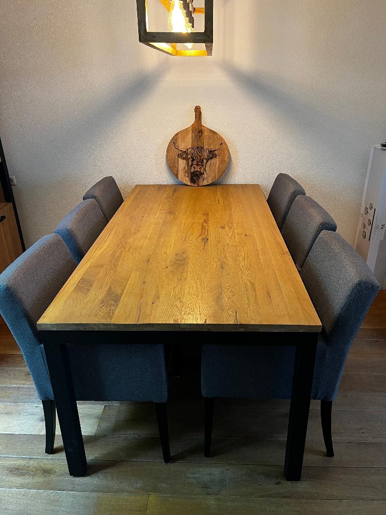 Eikenhouten eettafel Santos, Huis en Inrichting, Tafels | Eettafels, Ophalen, 200 cm of meer, 50 tot 100 cm, Zo goed als nieuw
