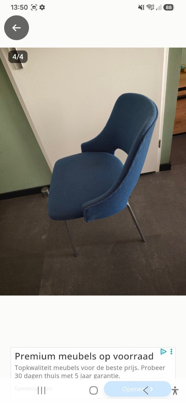 Stijlvolle blauwe stoel - Zo goed als nieuw, Ophalen, Huis en Inrichting