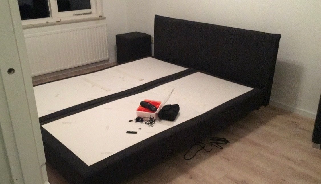 Auping bed 180x200 - Tweepersoons boxspring, Ophalen, Zwart, Tweepersoons, 180 cm