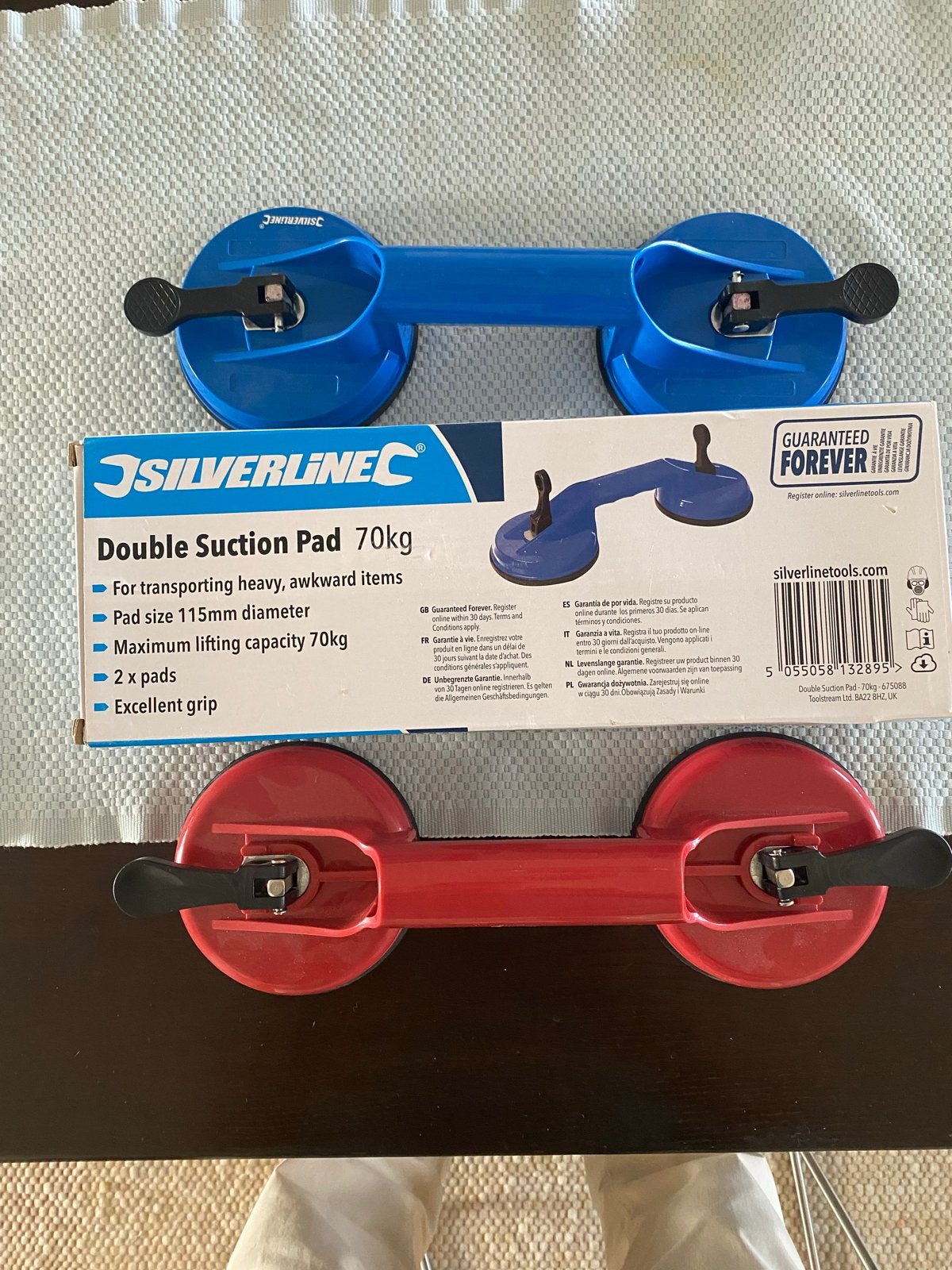 2x Silverline Dubbele glasdragger Zuignap 70kg Blauw en Rood, Doe-het-zelf en Verbouw, Gereedschap | Handgereedschap, Ophalen of Verzenden