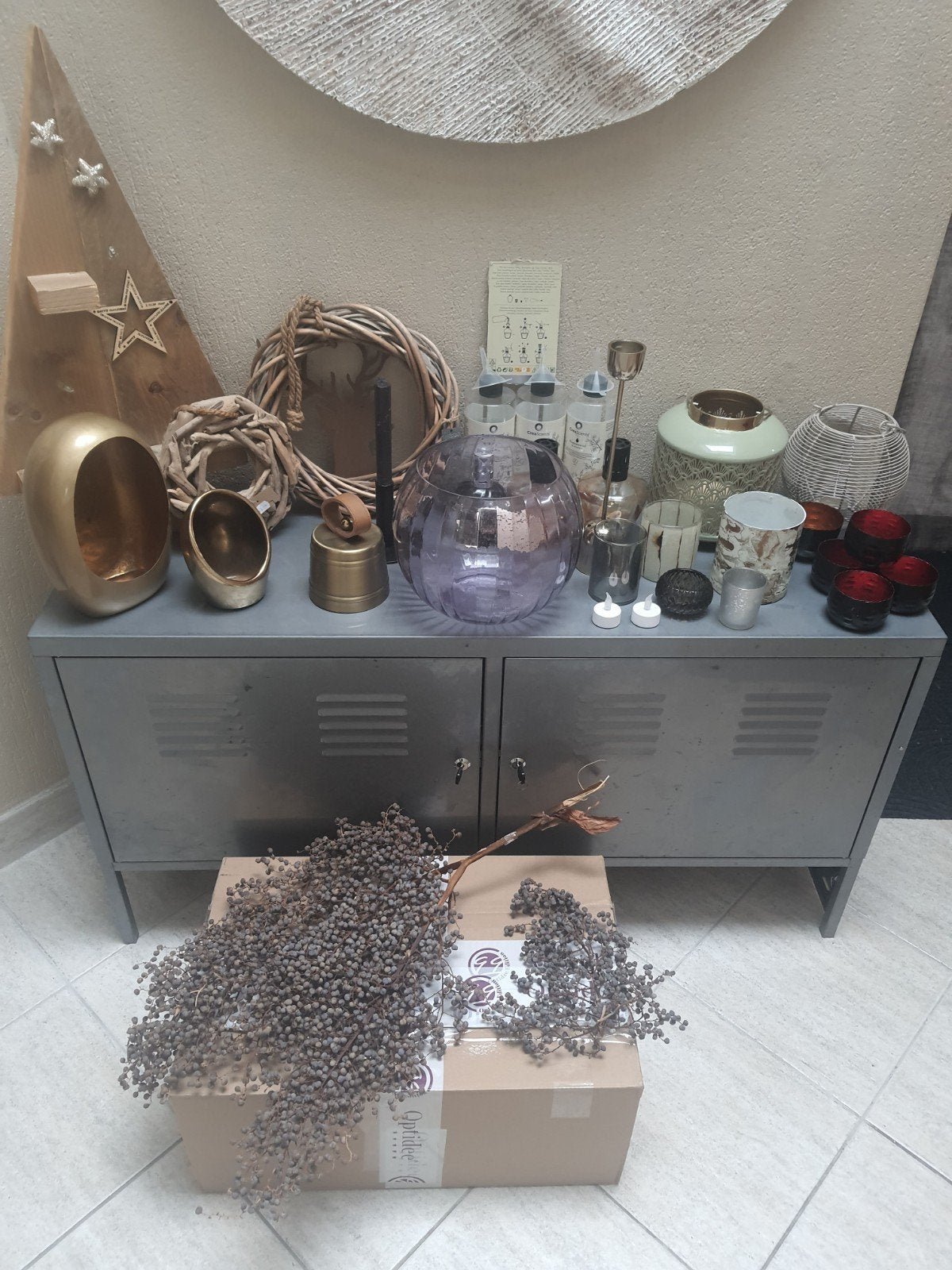 DECORATIE PTMD BRYNXZ KRANSEN RIVERDALE DADELTAK KERSTBOOM, Ophalen, Brynxz, Kaars, Zilver