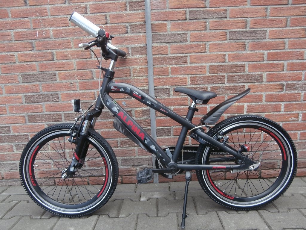 Zeer mooie Alpina Trial 20 inch jongensfiets. zwart-rood, Ophalen, Terugtraprem, Alpina, 20 inch