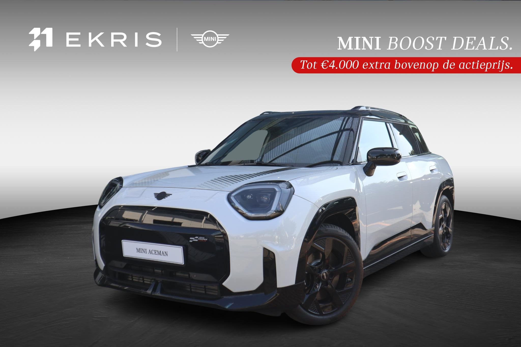 MINI Aceman SE John Cooper Works Trim | Pakket M, Stof, Zwart, Wit, 218 pk