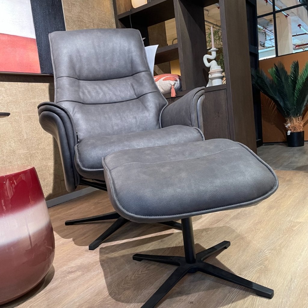 Fauteuil met Poef Pala Lotis Antraciet - Henders & Hazel, Niet ingevuld, Niet ingevuld, Niet ingevuld