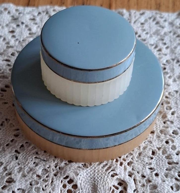 2 Vintage make up / poeder doosjes, oud blauwe dekseltjes, Ophalen of Verzenden