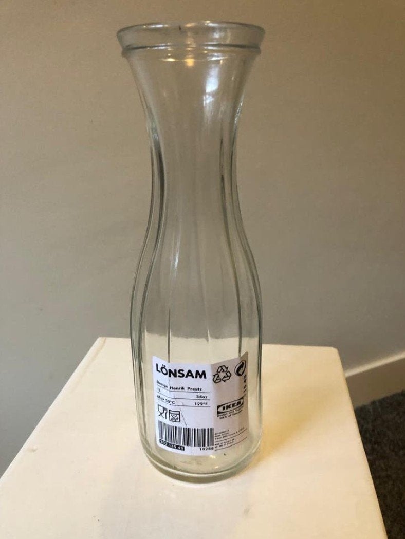 IKEA LÖNSAM Glazen Vaas/Karaf 1L - Henrik Preutz Design, Huis en Inrichting, Ophalen, Zo goed als nieuw, Transparant, Glas