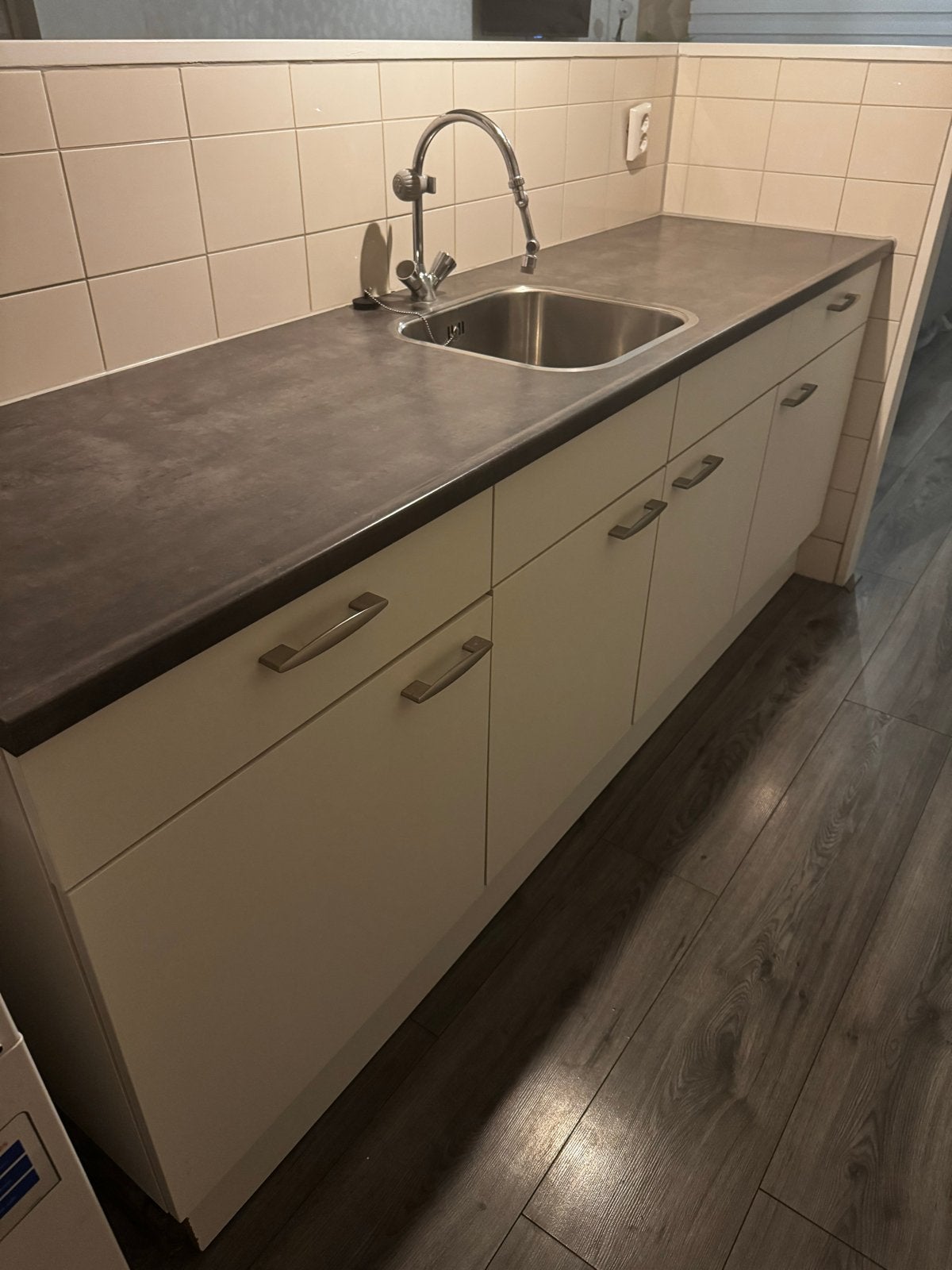 Complete keuken met boven- en onderkasten, Ophalen, Gebruikt, Wit, Enkelwandige keuken