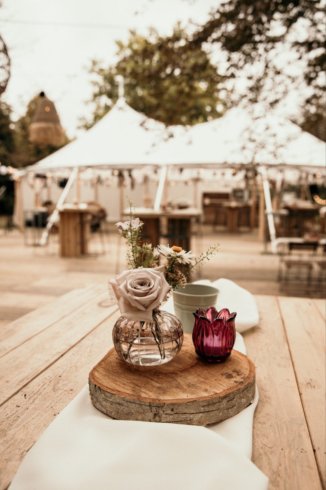 Bruiloft decoratie vaasjes, Huis en Inrichting, Woonaccessoires | Vazen, Gebruikt, Ophalen of Verzenden, Glas, Roze