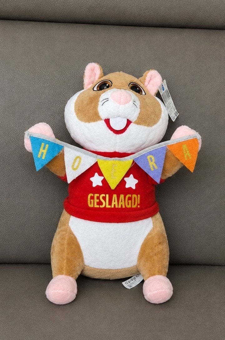 1 Geslaagd Hamster Knuffel - Hoera Geslaagd!, Kinderen en Baby's, Speelgoed | Knuffels en Pluche, Overige merken, Overige karakters