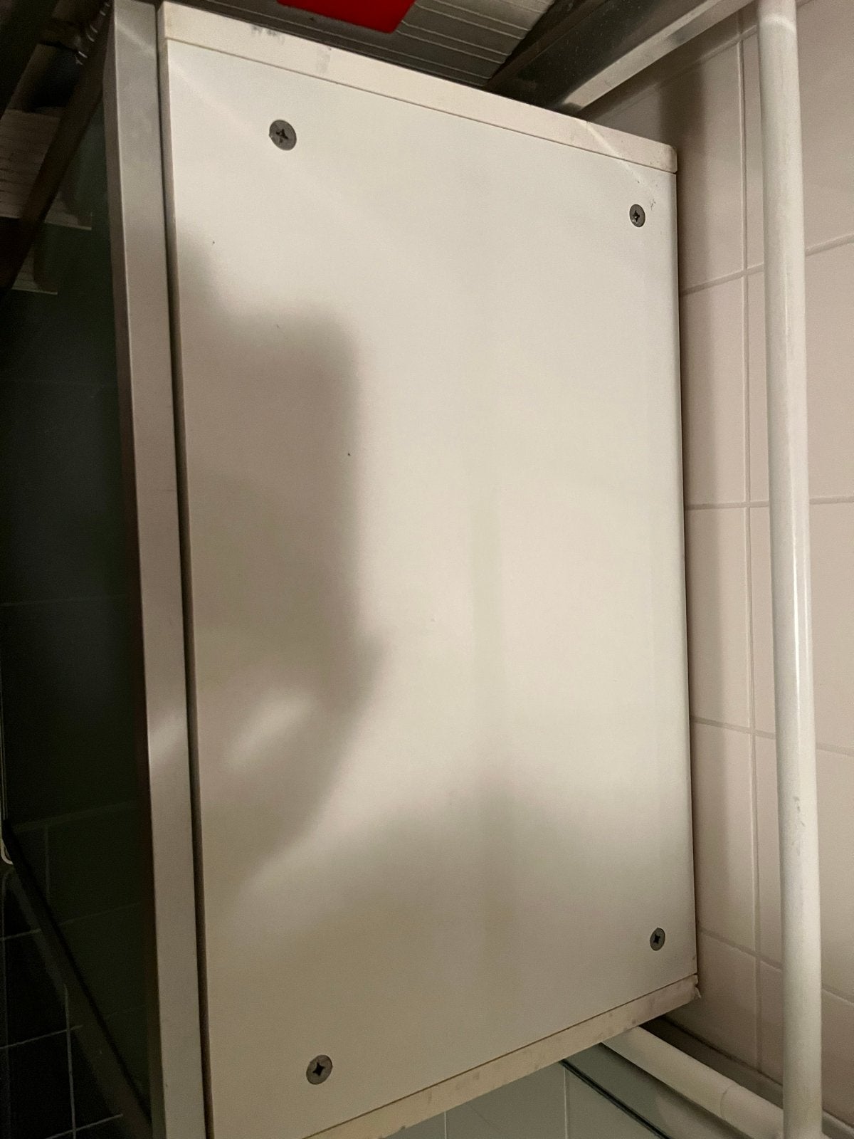 Keukenkast (ophang evt) met glazen planken en melkglas deur, Ophalen, Gebruikt, Wit, 50 tot 100 cm