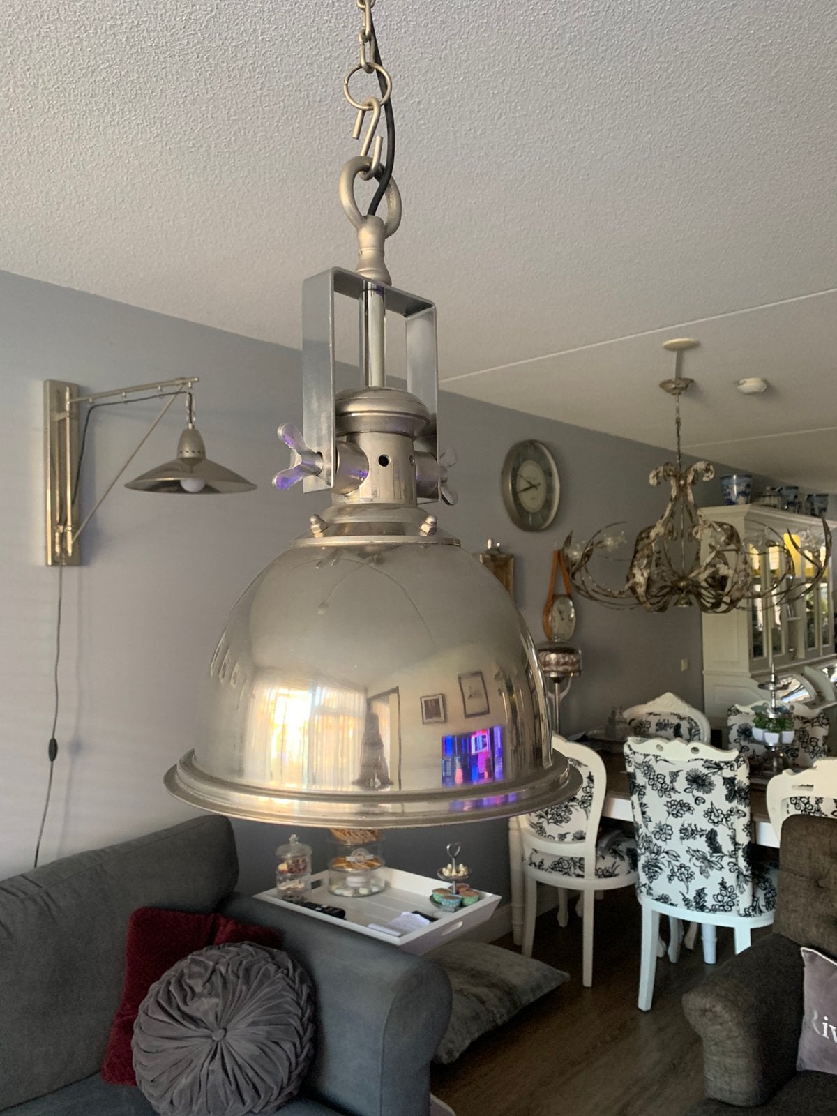 Hang lamp, Ophalen, E27 (groot), Zo goed als nieuw, Metaal