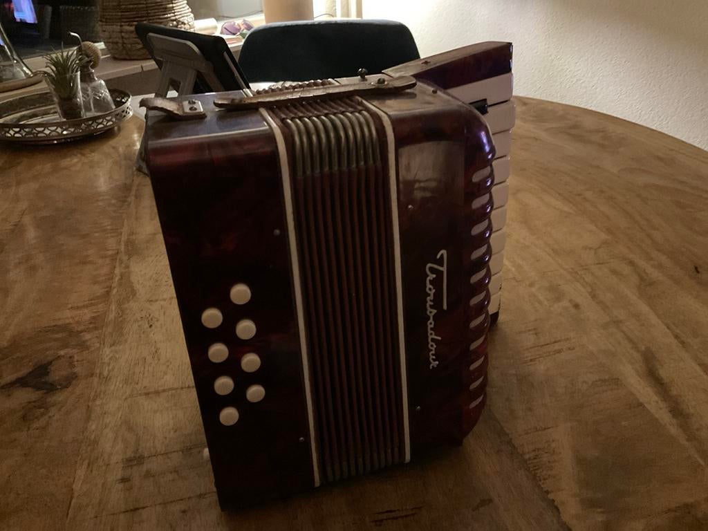Troubadour Knopaccordeon - Vintage Muziekinstrument, Muziek en Instrumenten, Overige merken, Gebruikt, Overige formaten, Ophalen of Verzenden