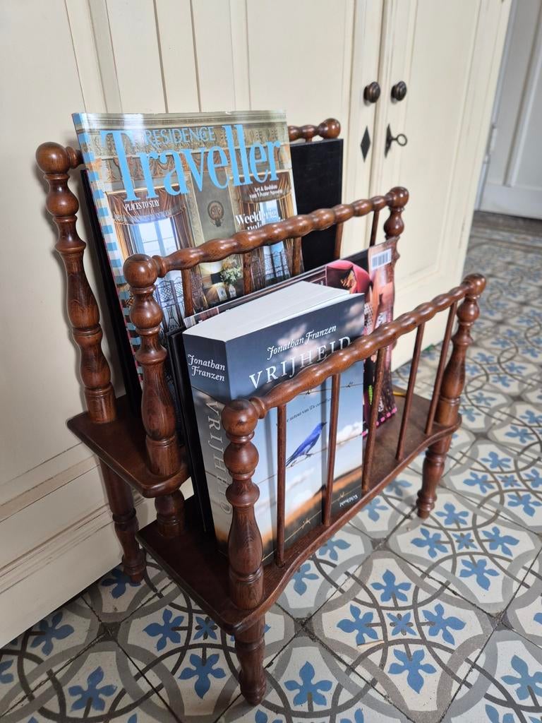 Vintage houten Tijdschriftenrek / Lectuurstandaard, Ophalen, Zo goed als nieuw, Hout, Vintage