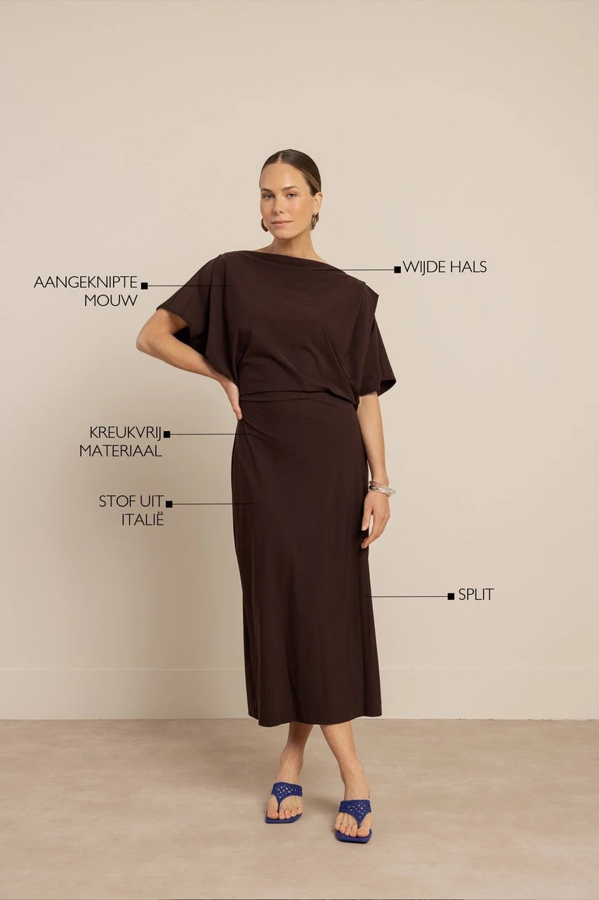 Studio Anneloes maxi dress jurk Ineke espresso travel XXL, Kleding | Dames, Jurken, Bruin, Maat 46/48 (XL) of groter, Nieuw, Ophalen of Verzenden