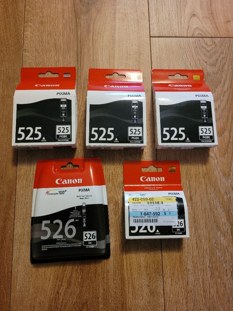 Canon Pixma inktlinten ORIGINEEL 525 PGBK en 526 BK Zwart, Ophalen of Verzenden, Nieuw, Cartridge, Canon