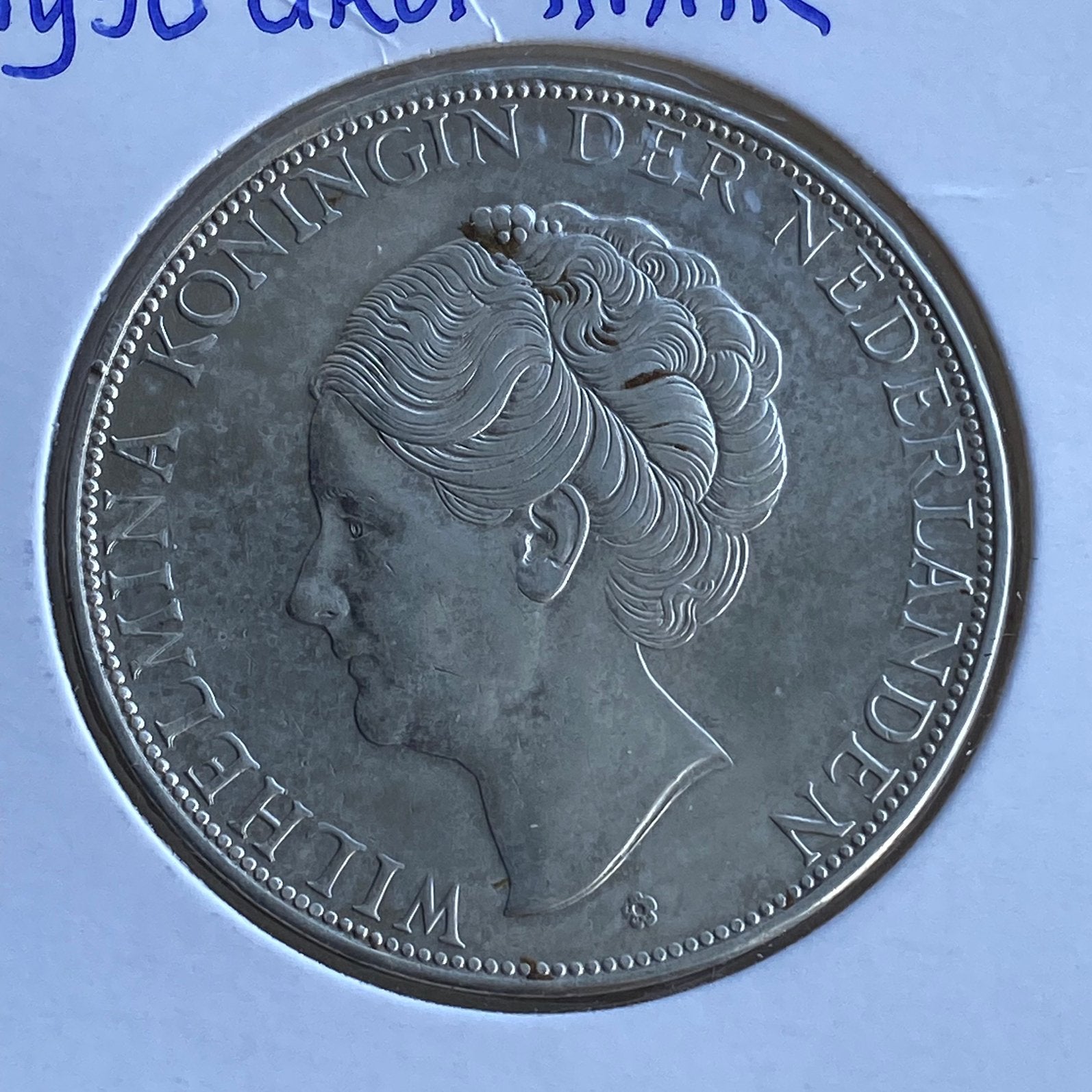 2,5 - 2 1/2 Gulden uit 1938 met Grof Haar ( Nr2 ) Wilhelmina, Postzegels en Munten, Verzenden, Zilver, Koningin Wilhelmina, Losse munt