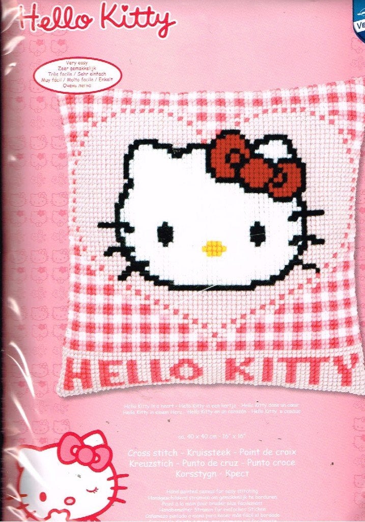 Cado aanbieding hello kitty borduurpakket kussen, HART, Ophalen of Verzenden, Nieuw, Handborduren, Borduurpakket