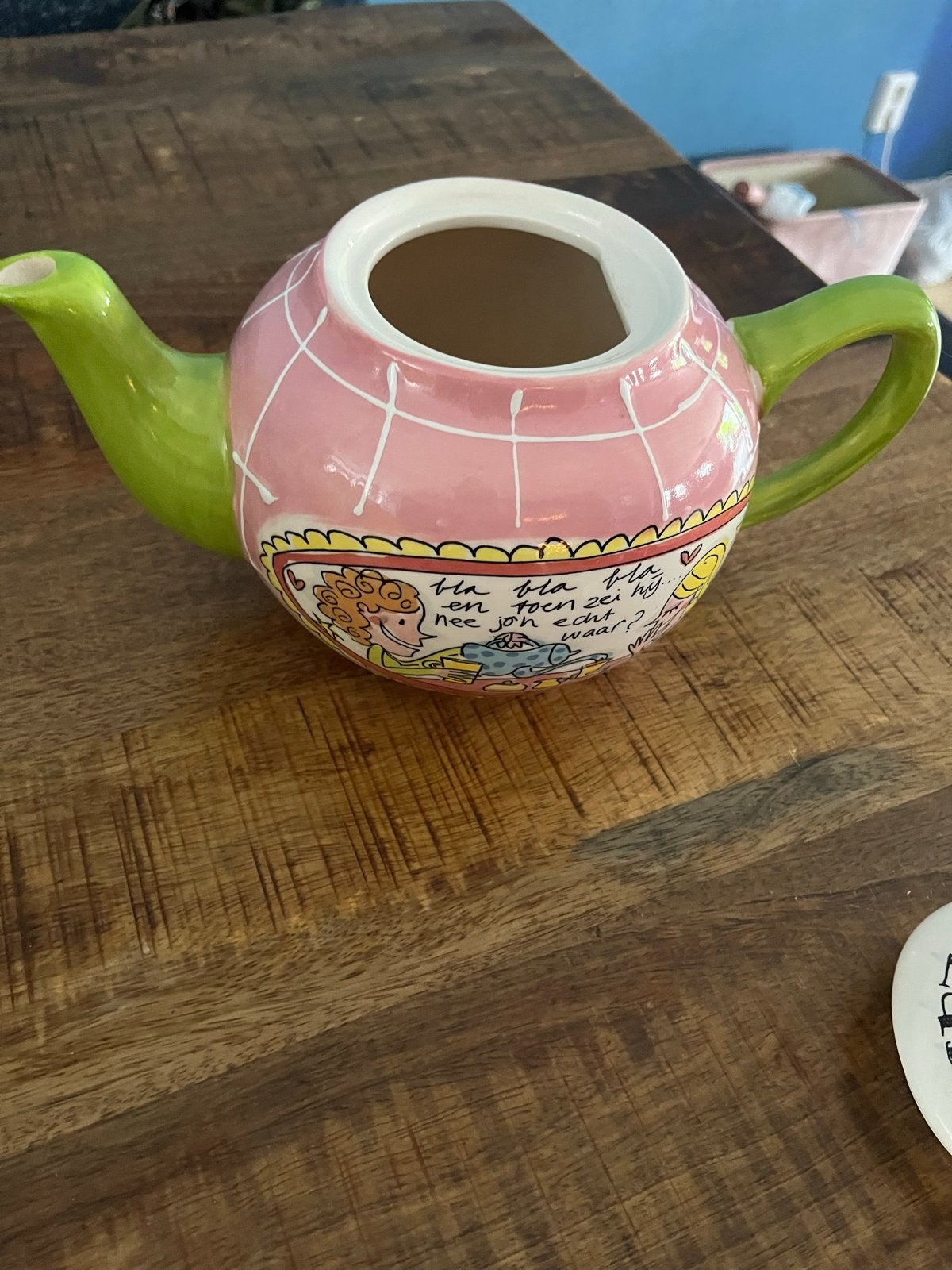 Blond Amsterdam Theepot - Bla Bla Bla, Zo goed als nieuw, Steen/keramiek, Meerkleurig, Ophalen