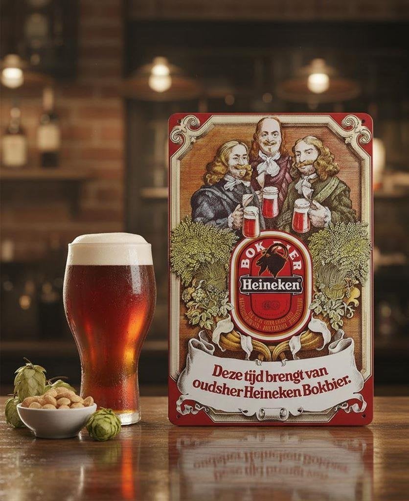 Mooi HEINEKEN BOKBIER Metalen Reclamebord bier plaat, Verzenden, Nieuw, Reclamebord, Plaat of Schild, Heineken