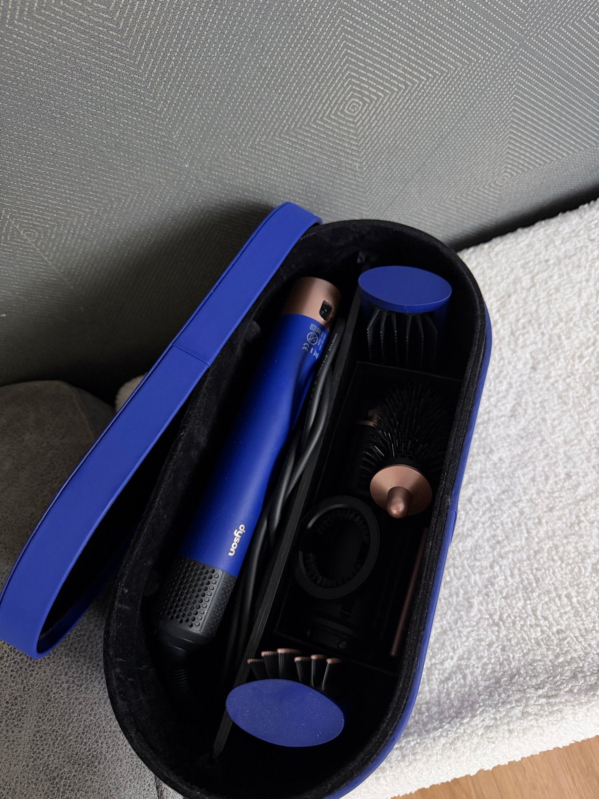 Dyson Airwrap Complete - Blauw/Koper met Reisetui, Sieraden, Tassen en Uiterlijk, Ophalen of Verzenden, Zo goed als nieuw, Föhn of Haardroger