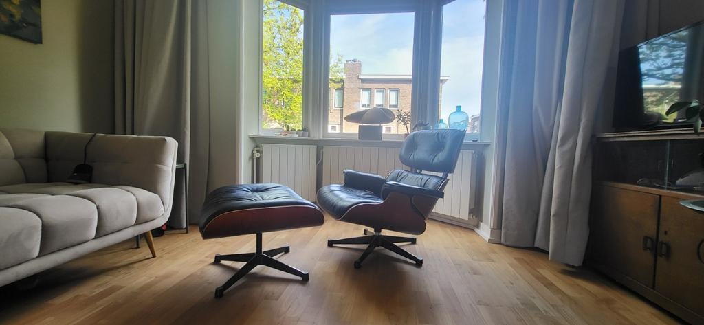 Charles Eames lounge chair origineel, Ophalen, Leer, 50 tot 75 cm