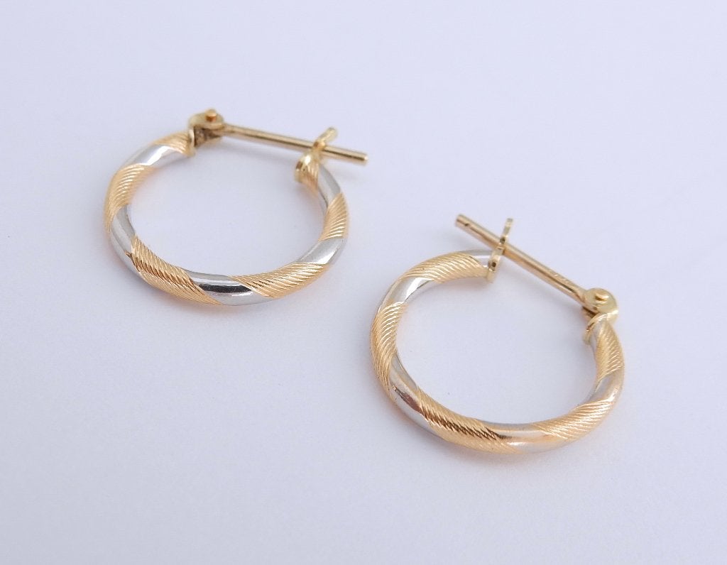 Kleine 18 karaat Gouden Bicolor Creool Oorbellen Oorringen, Jw, Verzenden, Nieuw, Info@juwelenwereld.nl