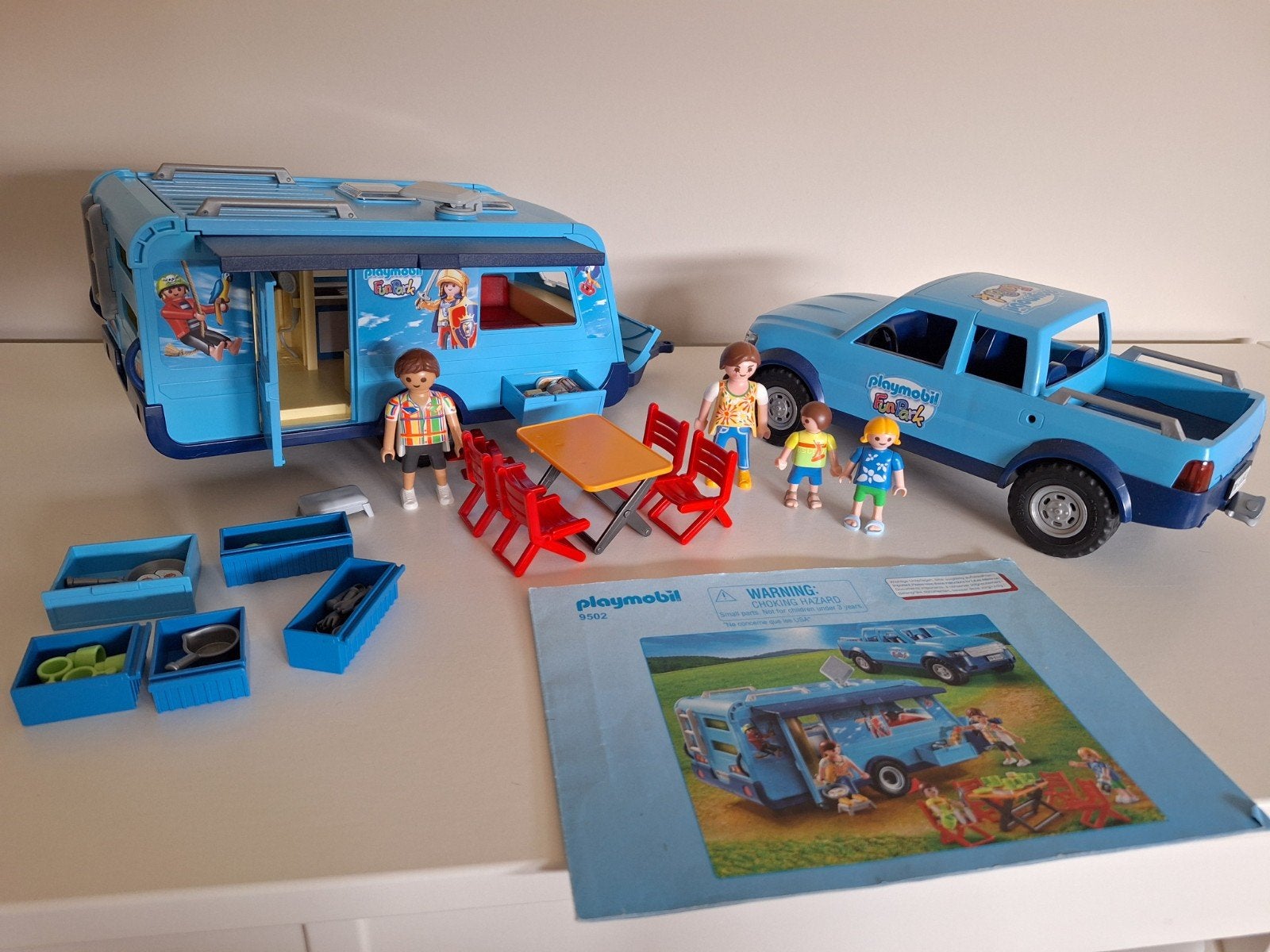 Playmobil 9502 caravan met Pick-up Truck, Ophalen of Verzenden, Zo goed als nieuw, Complete set