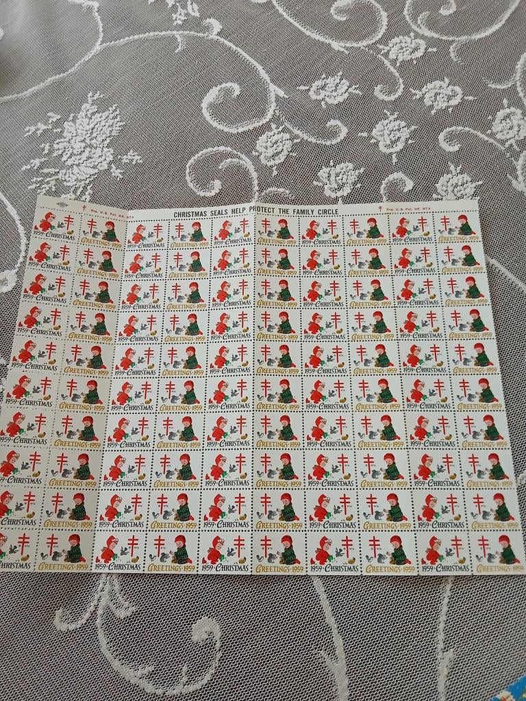 100 sluitzegels tuberculose Christmas 1959, Postzegels en Munten, Ophalen of Verzenden, Postfris, Overige thema's