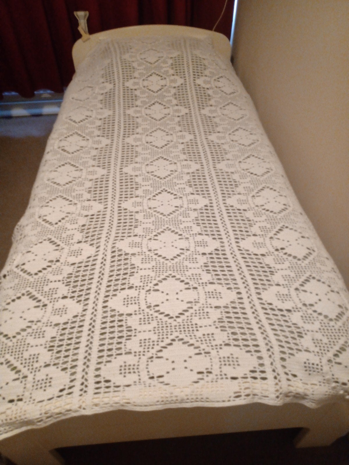 Oud brocant handgehaakt sprei - 200x145 cm, Ophalen of Verzenden