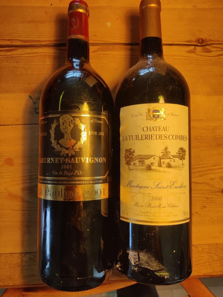 magnum la Pauline 2001 en Chateau La Tuileries des combes, Ophalen of Verzenden, Frankrijk, Rode wijn