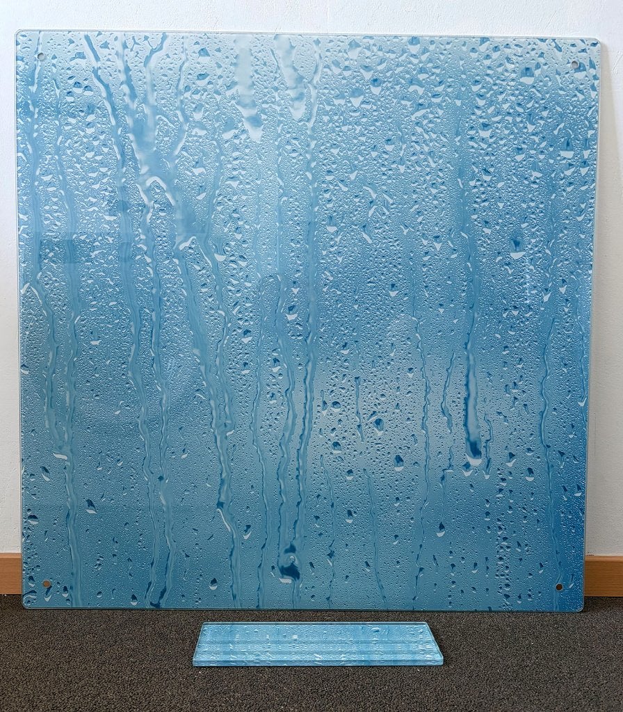 Magnetisch glassboard (80x80 cm) met druppel bedrukking, Ophalen, Gebruikt, Magneetbord