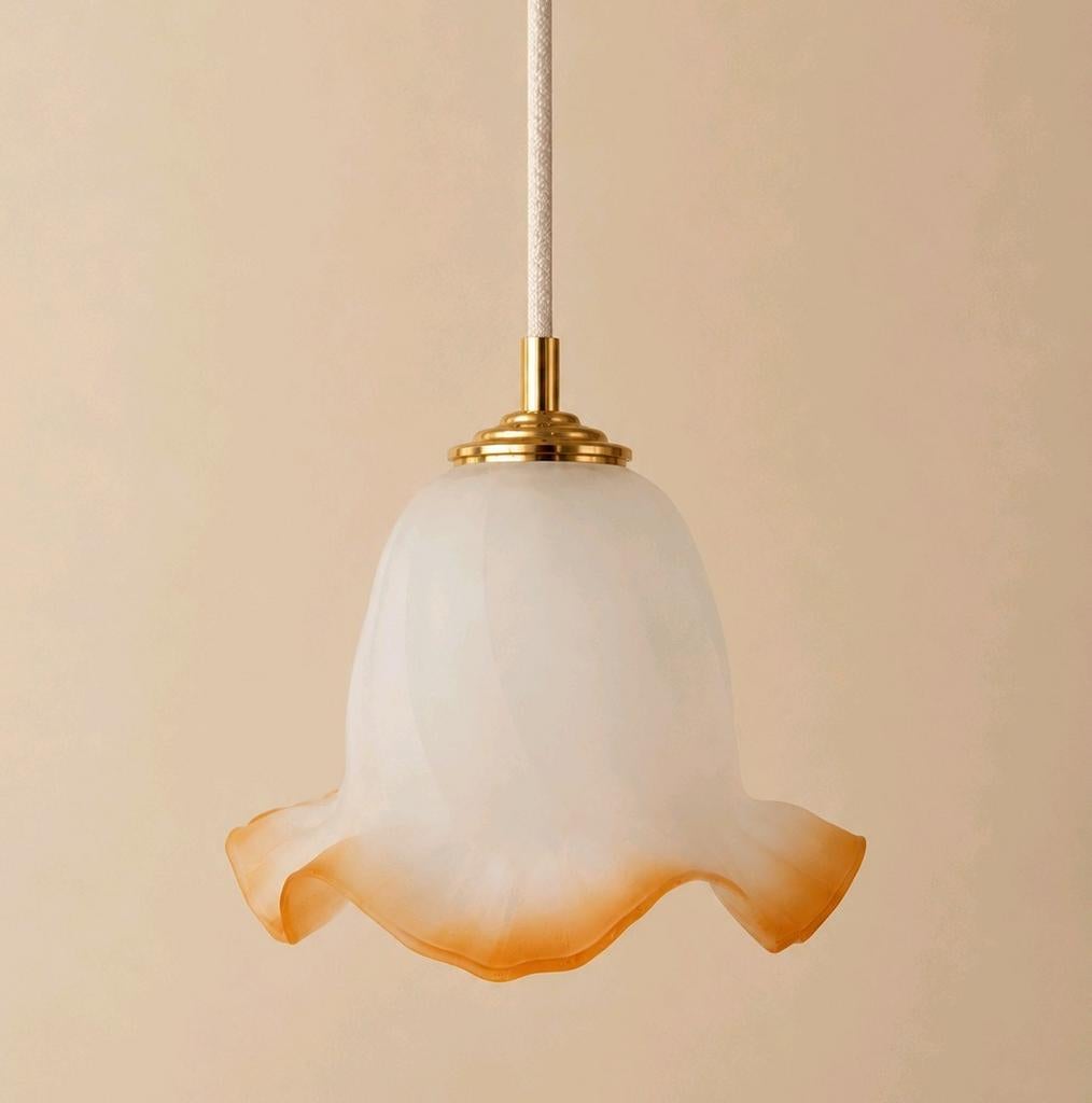 Vintage hanglamp | Vintage bol tulp, Huis en Inrichting, Lampen | Hanglampen, Ophalen of Verzenden, Glas