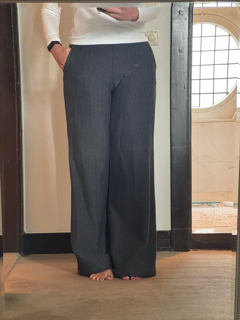Corel donkergrijze pantalon met zilveren draad maat 36, Ophalen of Verzenden, Zo goed als nieuw, Maat 36 (S), Grijs