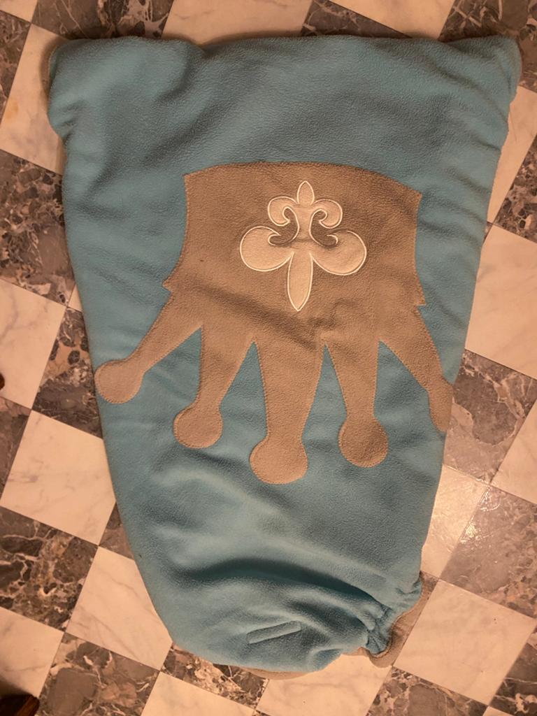 Lodger Wrapper Fleece Wikkeldeken Blauw met Kroon, Ophalen of Verzenden, Gebruikt, Deken