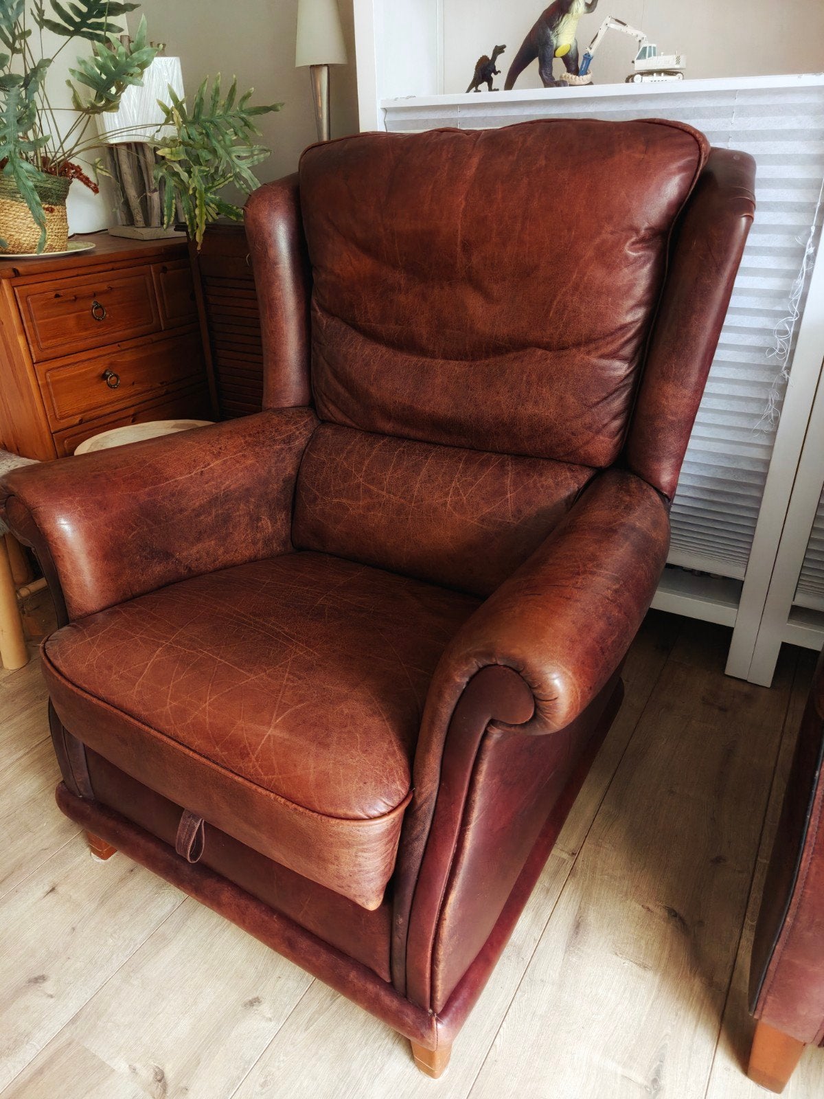 Schapenleren oorfauteuil, Gebruikt, Ophalen of Verzenden, 75 tot 100 cm, Klassiek, Landelijk