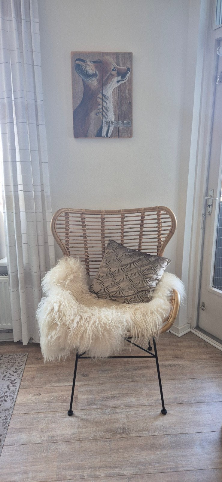 Rotan stoel met metalen onderstel, Ophalen, Gebruikt, Bruin, Bohemian, Modern