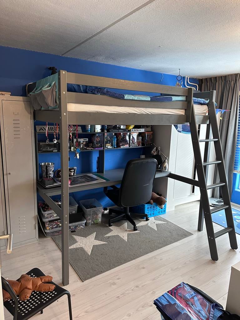 Hoogslaper met bureau en opbergruimte 120x200, Huis en Inrichting, Slaapkamer | Stapelbedden en Hoogslapers, Ophalen, Gebruikt