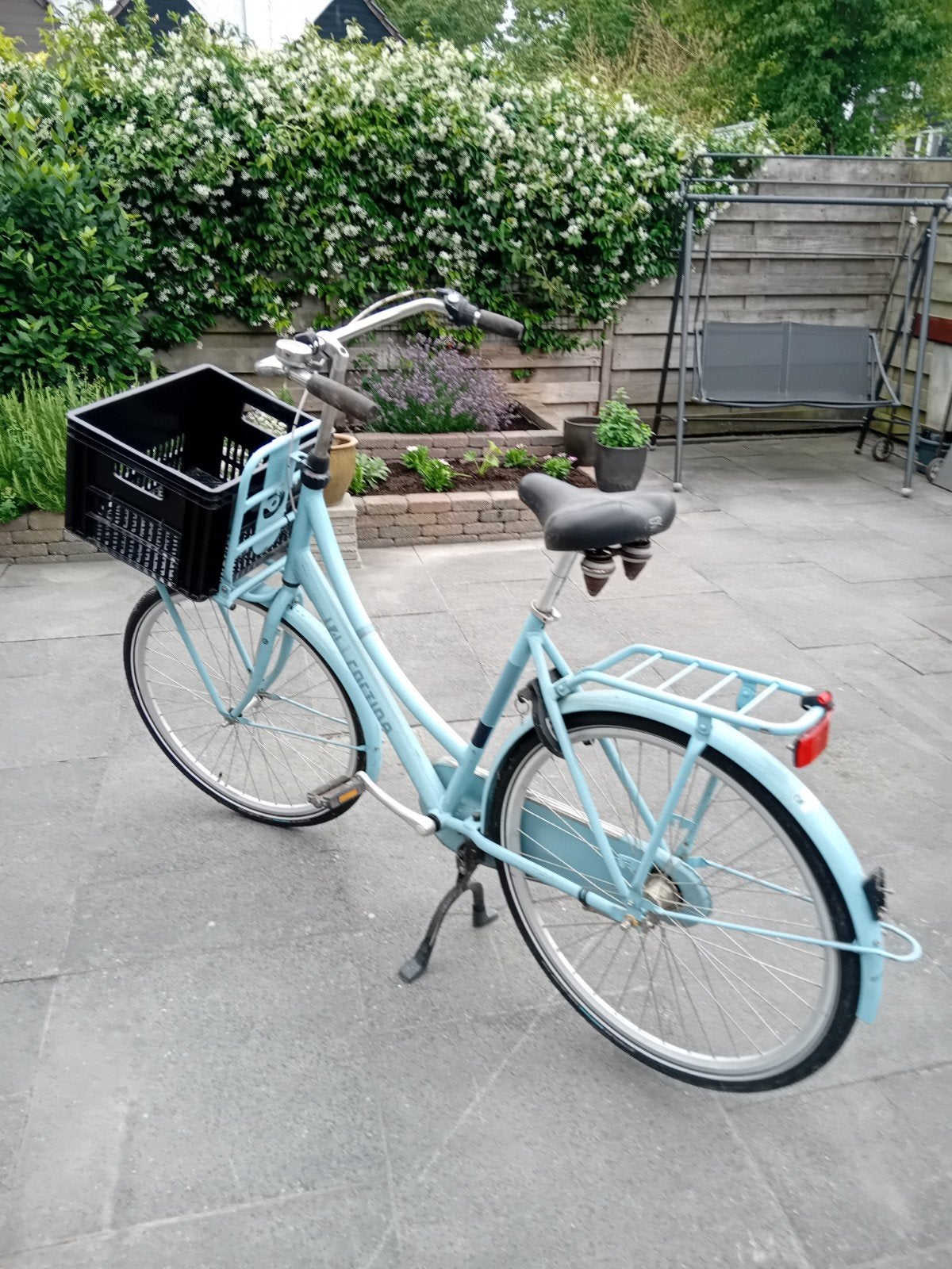 Dames fiets met bak 28 inch, Ophalen, Gebruikt, Terugtraprem, Cortina transport fiets