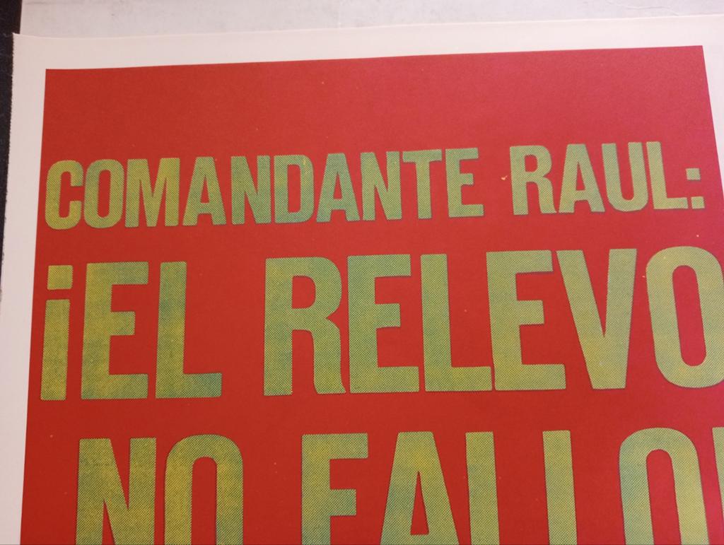 Affiche Cuba 1970 Comandante Raul Communisme, Ophalen of Verzenden, Gebruikt, A1 t/m A3, Overige onderwerpen