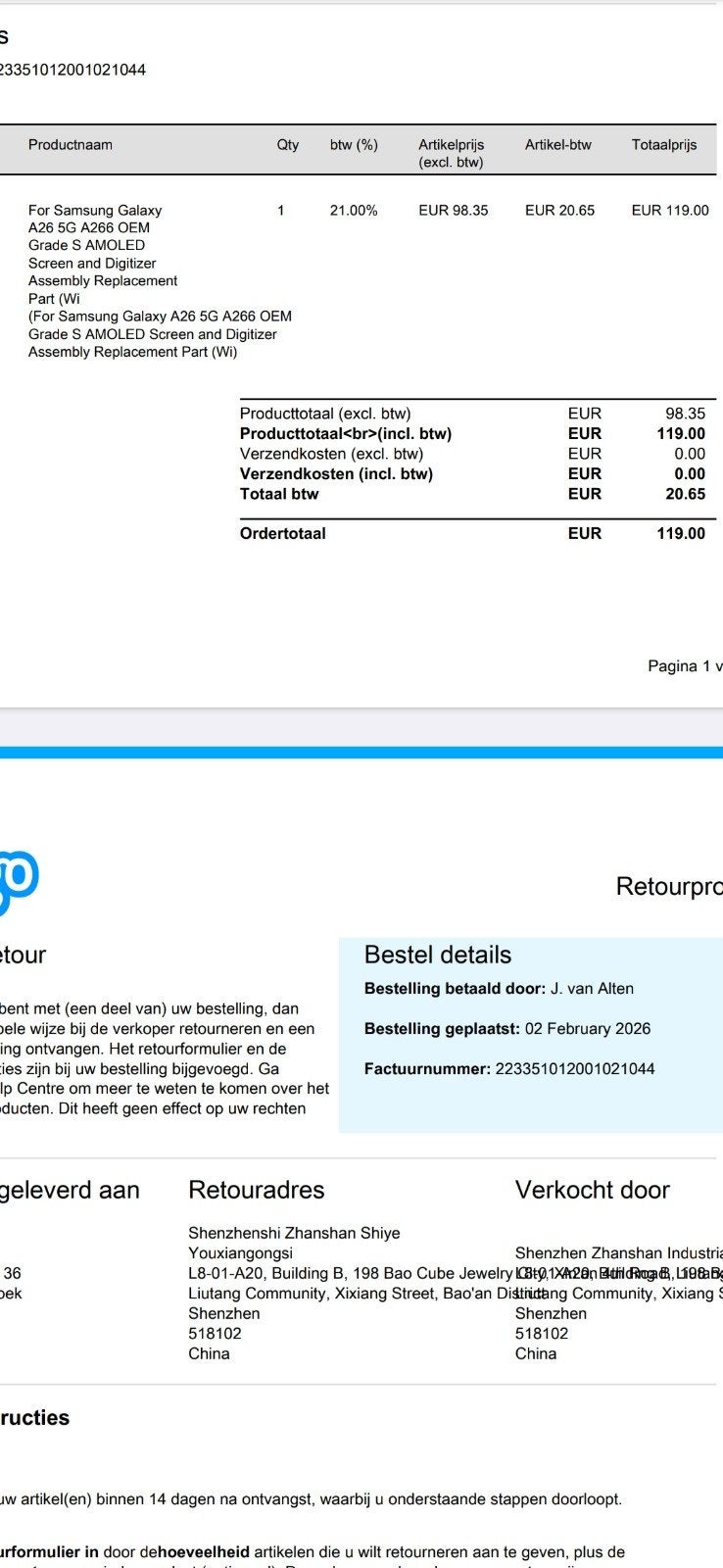 Nieuw Samsung Galaxy A26 5G A266 OEM AMOLED Scherm, Ophalen, Nieuw, Overige typen, Samsung