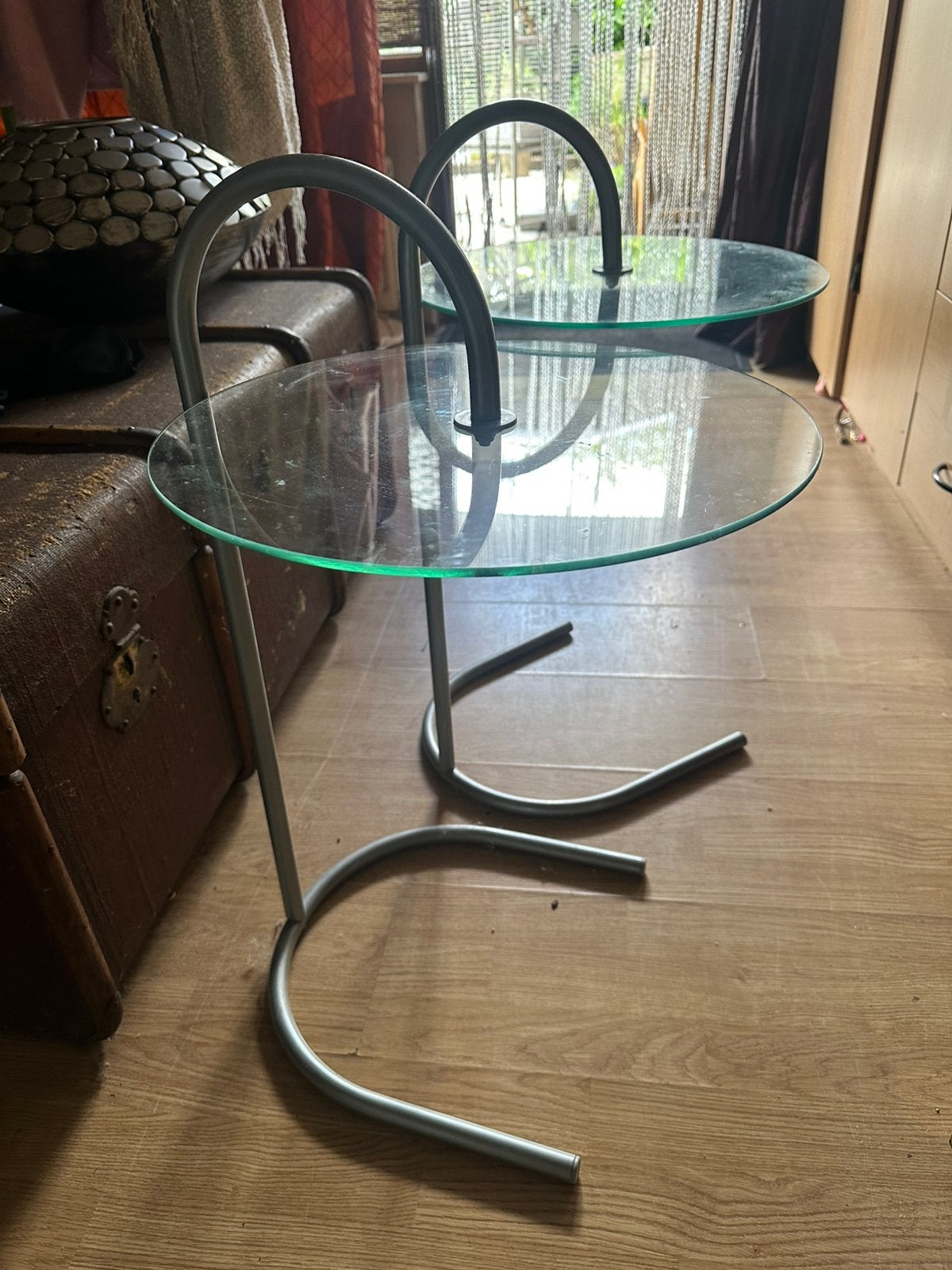 2 x Vintage IKEA bijzettafel Ry Tjord Bjorklund, Huis en Inrichting, Tafels | Bijzettafels, Minder dan 55 cm, Rond, Ophalen, 45 tot 60 cm