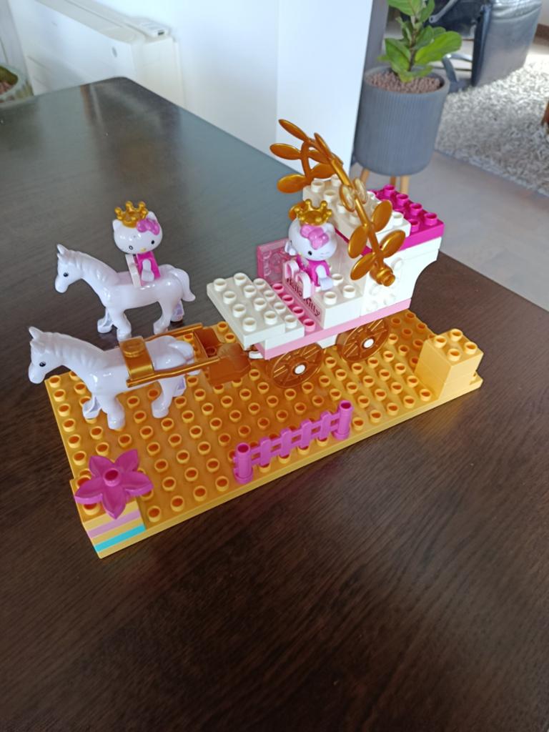 Hello Kitty Koets met paarden en figuren, Ophalen of Verzenden, Gebruikt, Overige merken