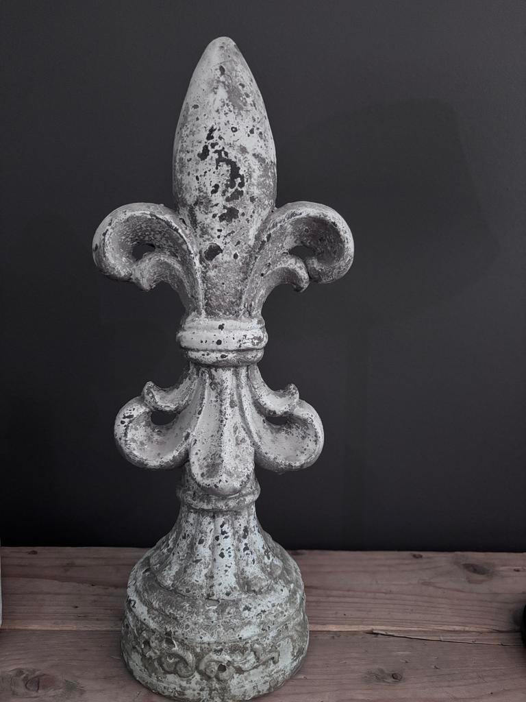 Fleur de Lis decoratie (Franse Lelie), Ophalen, Grijs, Steen/keramiek, Landelijk