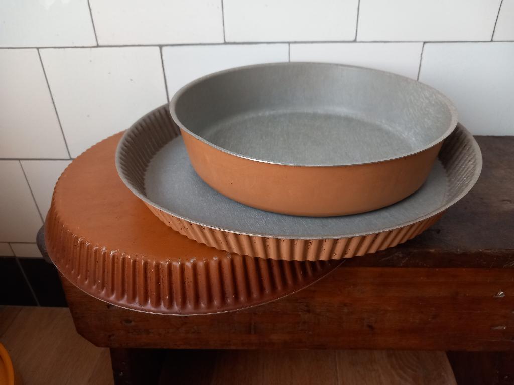 oude Franse brocante taartvormen, vintage bakvormen, 3 stuks, Antiek en Kunst, Ophalen of Verzenden