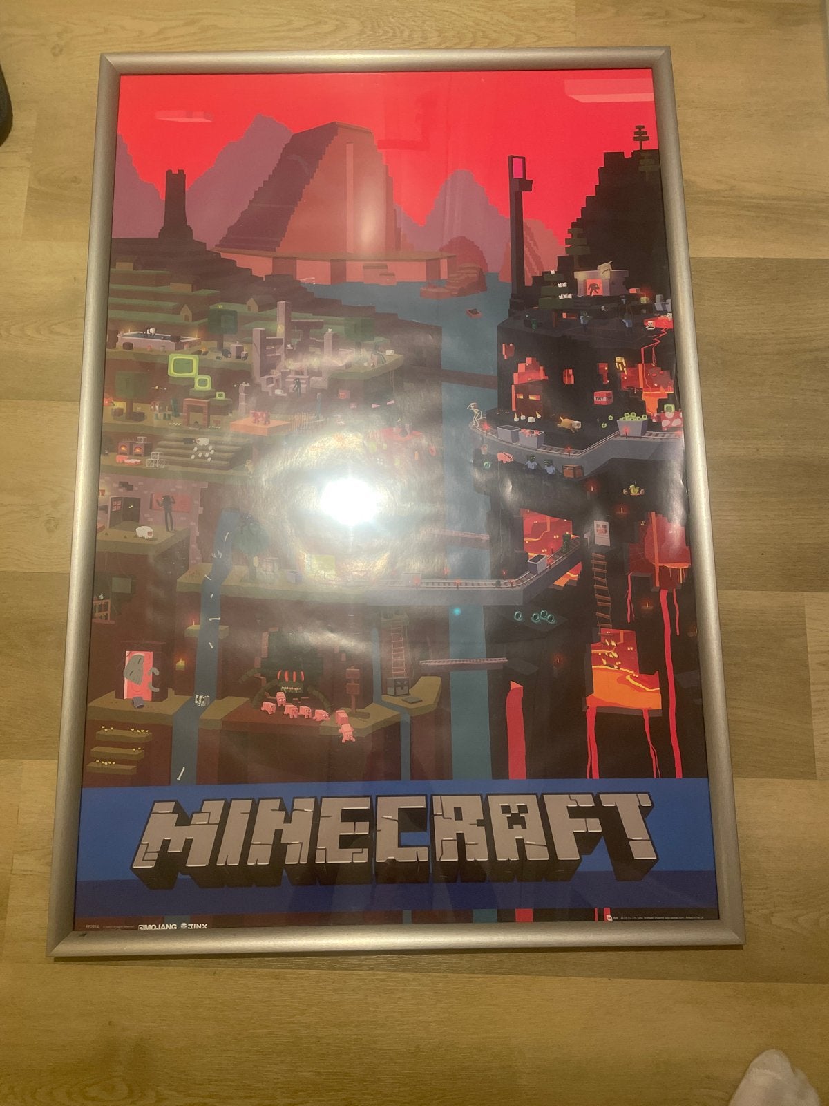 Minecraft poster met lijst - Perfect voor fans!, Rechthoekig Staand, Met lijst, Ophalen of Verzenden, Zo goed als nieuw