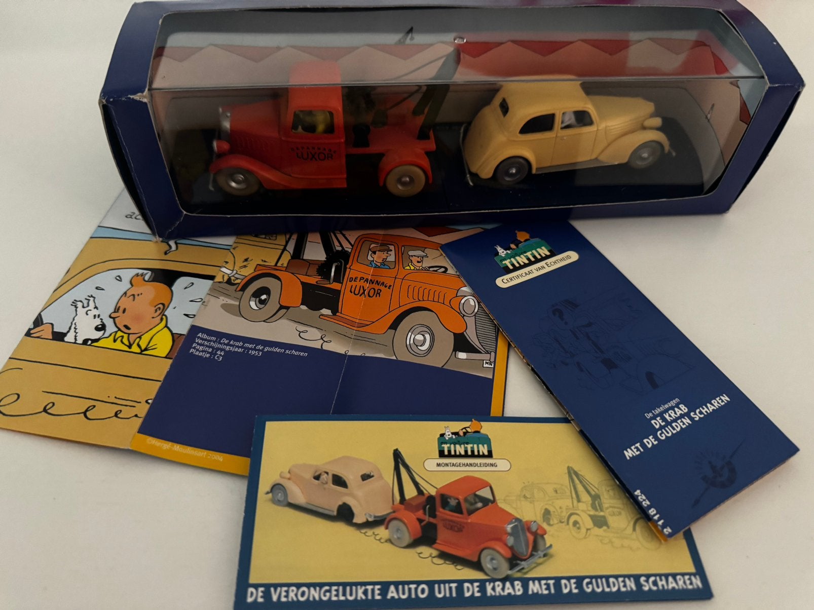 Kuifje auto 1:43 takel + schade wagen crab gulden scharen, Ophalen of Verzenden, Kuifje, Zo goed als nieuw, Beeldje of Figuurtje