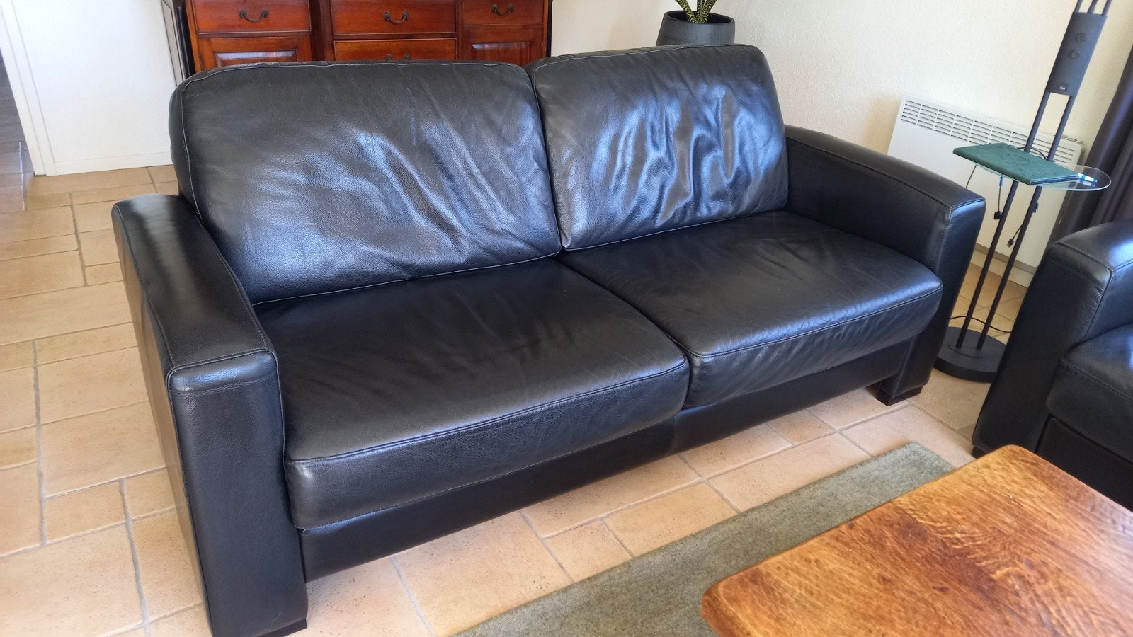 2.5 zits lerenbank, Ophalen, Gebruikt, 150 tot 200 cm, Tweepersoons